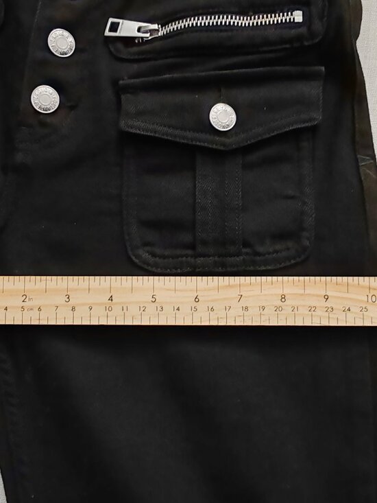 Zadig & Voltaire Eyes Denim Eco Flare Jeans Black Size 26 Cargo Pockets NWT - Picture 9 of 16